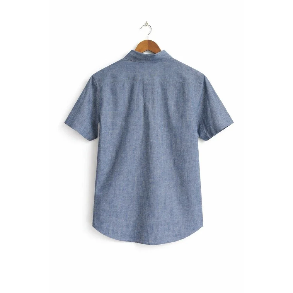 Bonobos Slim Fit Chambray Button Down Shirt Mens XL Blue Short Sleeve Casual - Picture 3 of 9